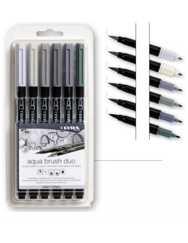 ESTUCHE ROTULADOR LYRA TONOS GRISES 6 unid.