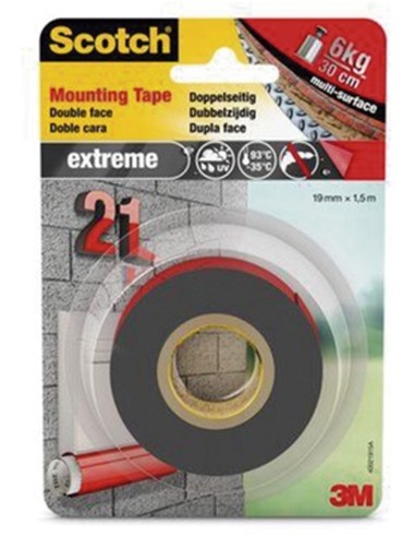 CINTA ADHESIVA DOBLE CARA 19x1,5 m EXTRE FUERTE