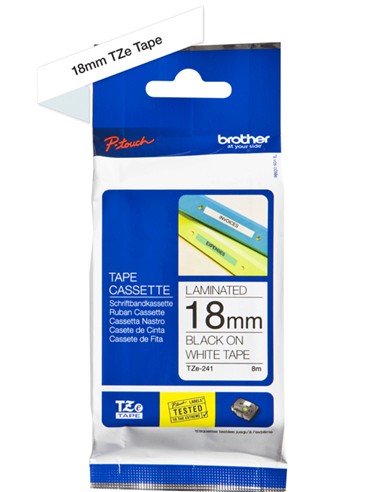 CINTA BROTHER 18 mm TEXTO NEGRO FONDO BLANCO