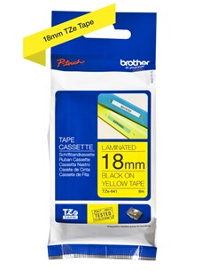 CINTA BROTHER 18 mm TEXTO NEGRO FONDO AMARILLO