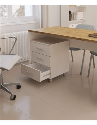 CAJONERA BAJO MESA 3 CAJONES RUEDAS BLANCO