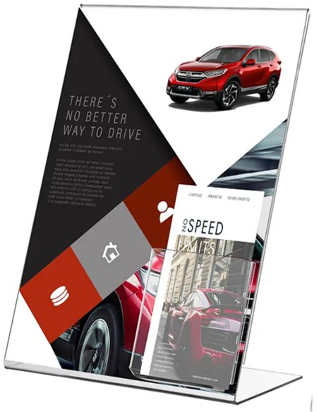 PORTACARTEL EN L DIN A5 VERTICAL 21,5x15x8,3 cm