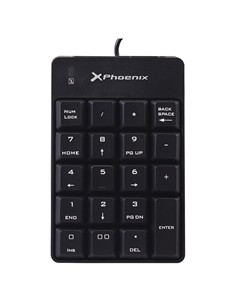 TECLADO NUMERICO PHOENIX KEYPAD USB 19 TECLAS BLAC