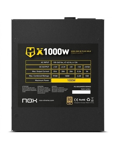 FUENTE DE ALIMENTACION NOX HUMMER X 1000W 80+ MODU