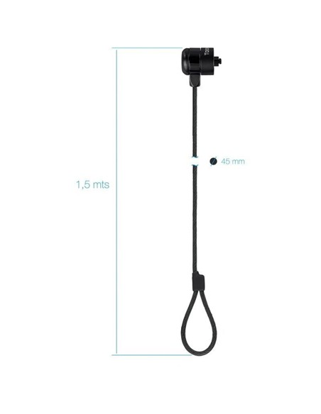 CABLE SEGURIDAD TOOQ PORTATIL CON LLAVE 1.5M BLACK