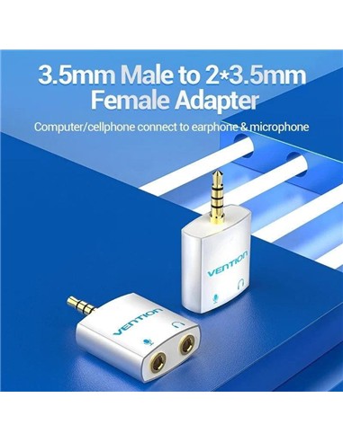 ADAPTADOR AUDIO VENTION JACK 3.5/M - 2X JACK 3.5/H