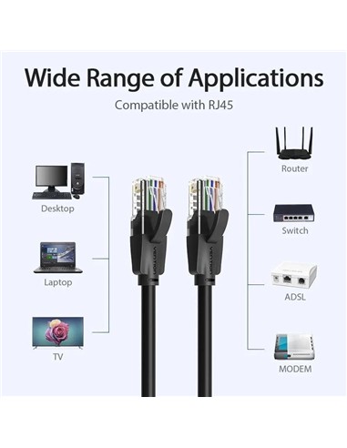 CABLE DE RED CAT.6 UTP 10M VENTION BLACK