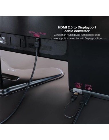 CABLE CONVERSOR NANOCABLE HDMI A DISPLAYPORT 1.8M