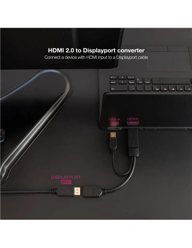CABLE CONVERSOR NANOCABLE HDMI A DISPLAYPORT 20CM
