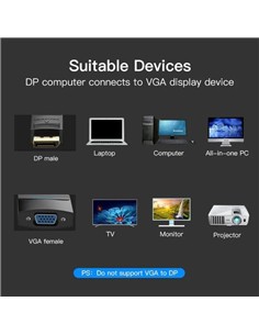 CABLE CONVERSOR VENTION DISPLAYPORT/M - VGA/H 15CM 2