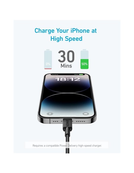 CABLE ANKER 322 USB-C TO LIGHTNING TRENZADO 0.9M 3