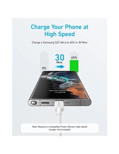 CABLE ANKER 322 USB-C TRENZADO 1.8M 60W WHITE