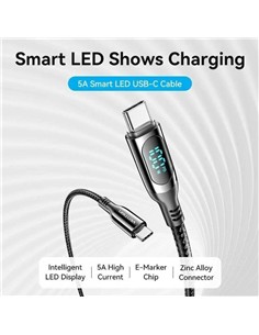 CABLE USB VENTION TIPO USB-C/M-C/M PANTALLA LED 5A 2