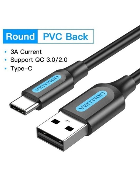CABLE VENTION USB-A - USB-C 3A 480MBPS 60W 0.5M BL