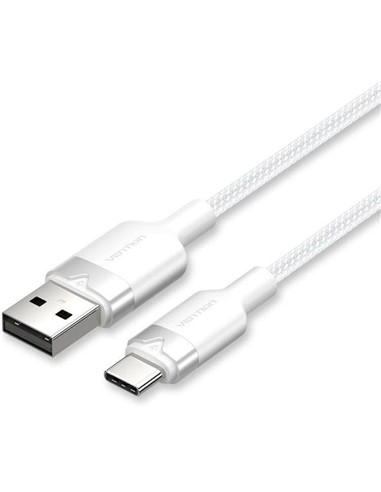CABLE VENTION USB-A 2.0 - USB-C 3A 2M ALUMINIO WHI