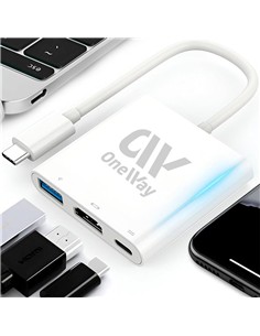 DOCK HUB ONEWAY USB-C 3 EN 1 HDMI 4K/USB 3.0/USB-C