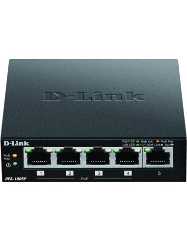 SWITCH D-LINK GIGABIT 5 PUERTOS DGS-1005P/E POE