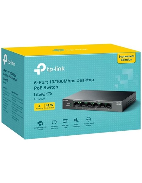 SWITCH TP-LINK ETHERNET 6 PUERTOS POE+ LS106LP