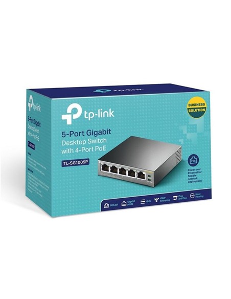SWITCH TP-LINK GIGABIT 5 PUERTOS 4 POE TL-SG1005P