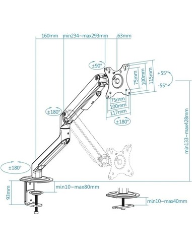 SOPORTE DE MESA TV MONITOR TOOQ ERGONOMICO ASISTID