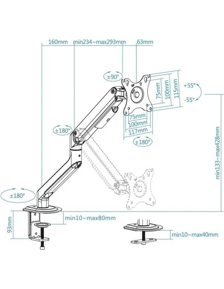 SOPORTE DE MESA TV MONITOR TOOQ ERGONOMICO ASISTID