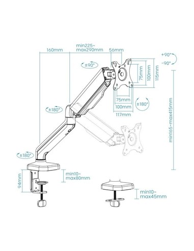 SOPORTE DE MESA TV MONITOR TOOQ ERGONOMICO ASISTID