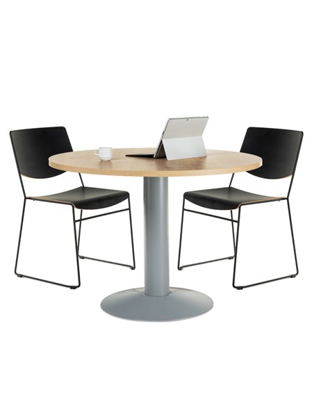 MESA DE REUNION REDONDA GRIS