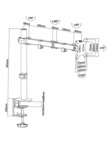 SOPORTE DE MESA TV/MONITOR AISENS 13-32 1 BRAZO BL