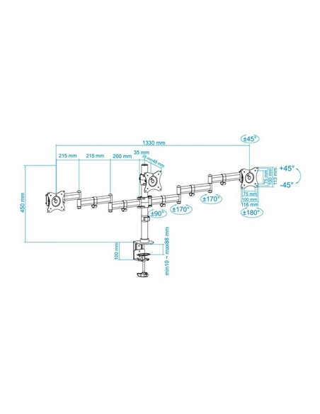 SOPORTE DE MESA TV/MONITOR TOOQ 13-27 8KG 2 BRAZOS
