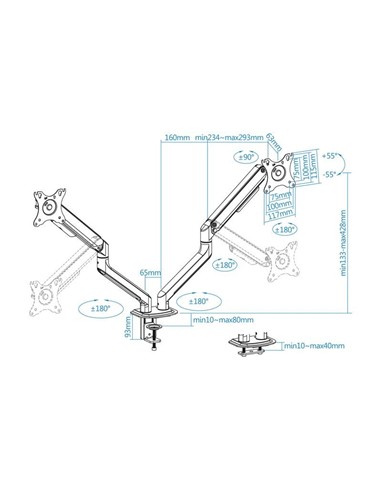 SOPORTE DE MESA TV/MONITOR TOOQ 17-32 2 BRAZOS WHI