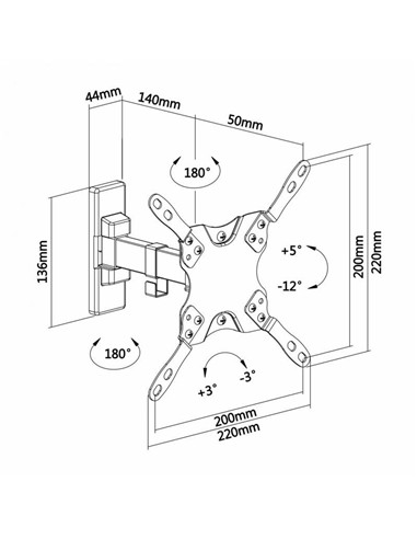 SOPORTE PARED TV MONITOR AISENS 13-42 20KG BLACK