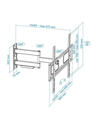 SOPORTE TV MONITOR TOOQ 37-70 50KG INCLINABLE/GIRA