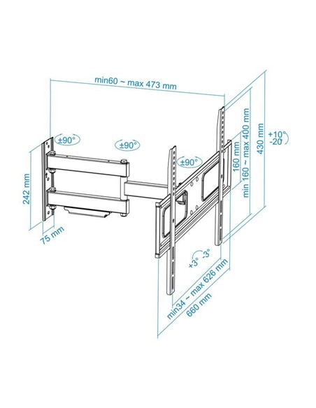 SOPORTE TV MONITOR TOOQ 37-70 50KG INCLINABLE/GIRA