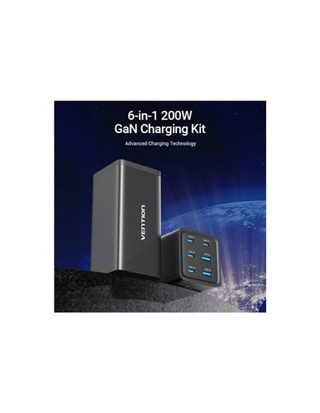 CARGADOR DE ESCRITORIO VENTION GAN 4XUSB-C 2XUSB-A