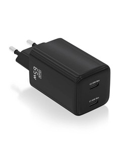 CARGADOR DE PARED AISENS GAN 2XUSB-C 65W BLACK
