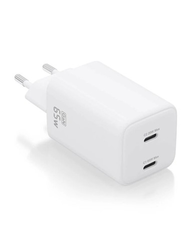 CARGADOR DE PARED AISENS GAN 2XUSB-C 65W WHITE