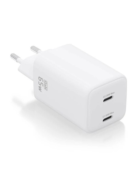 CARGADOR DE PARED AISENS GAN 2XUSB-C 65W WHITE
