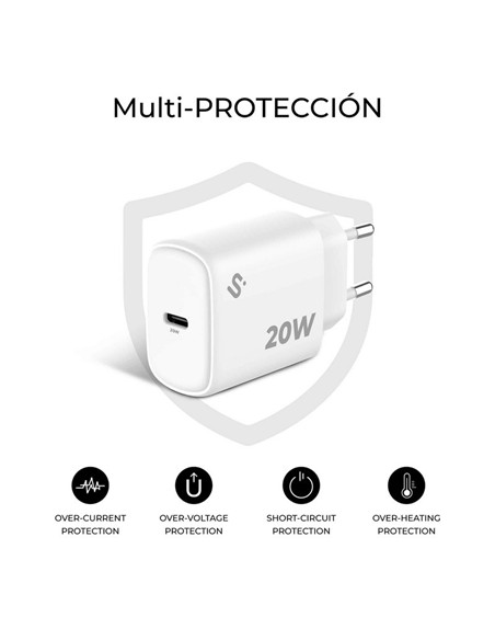 CARGADOR DE PARED SUBBLIM GAN USB-C 20W WHITE