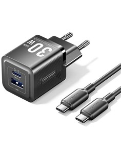 CARGADOR DE PARED VENTION GAN USB-C + USB-A 30W BL