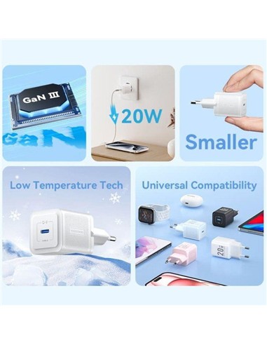 CARGADOR DE PARED VENTION GAN USB-C 20W BLACK