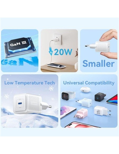 CARGADOR DE PARED VENTION GAN USB-C 20W BLACK