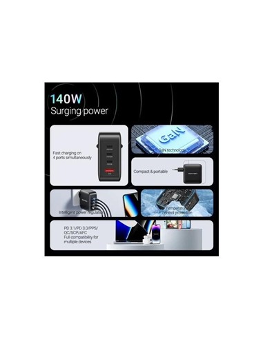 CARGADOR DE PARED VENTION GAN USB-C 20W BLACK