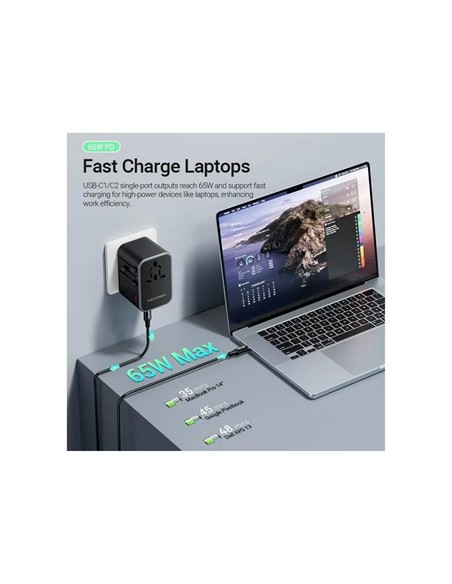 CARGADOR DE PARED VENTION UNIVERSAL GAN 2XUSB-C US