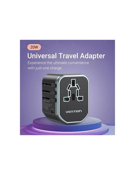 CARGADOR DE PARED VENTION UNIVERSAL USB-C 2XUSB-A