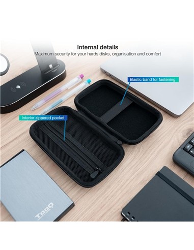 FUNDA TOOQ PARA DISCO DURO EXTERNO DE 2,5 BLACK