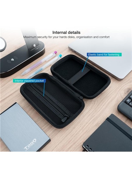 FUNDA TOOQ PARA DISCO DURO EXTERNO DE 2,5 BLACK