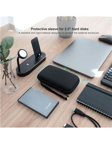 FUNDA TOOQ PARA DISCO DURO EXTERNO DE 2,5 BLACK