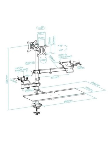 SOPORTE DE MESA TOOQ MONITOR + IMPRESORA + TERMINA