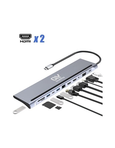 DOCK HUB ONEWAY USB-C 12 EN 1 HDMI/VGA/RJ45/USB 3.