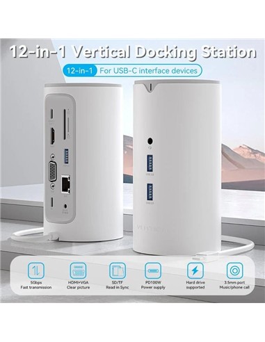DOCK STATION VENTION 12 EN 1 USB-C A HDMI/VGA/USB-